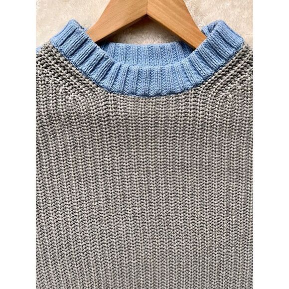 POPSUGAR at Kohl's Colorblock Crewneck Sweater in Heather Gray, Blue & Black - Picture 5 of 14